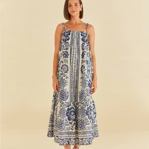Farm Rio Blue Pineapple Garden Maxi Dress